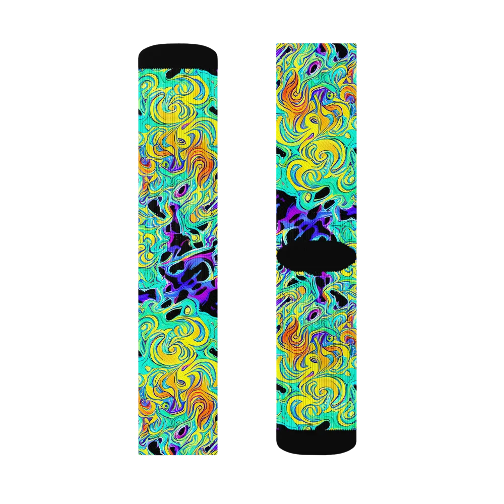 Electric Tidalwave on Socks — Right Sock