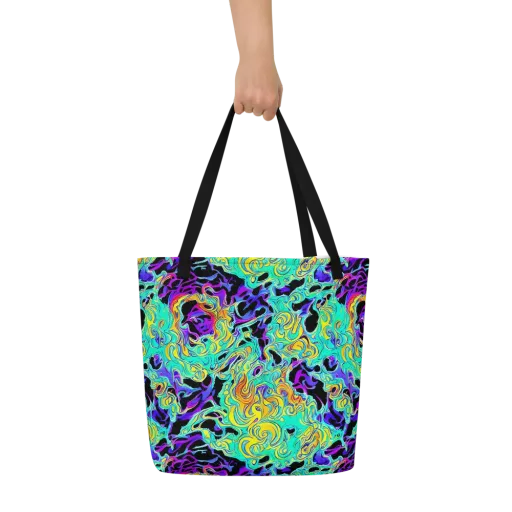 Electric Tidalwave on a Large Tote Bag W/ Pocket
