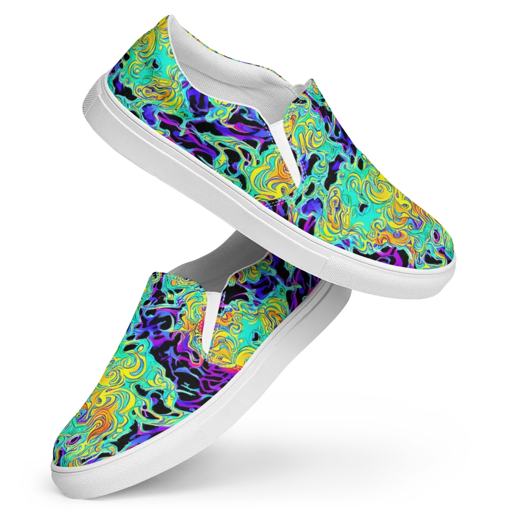 Electric Tidalwave on Women's Slip-On Canvas Shoes — Front