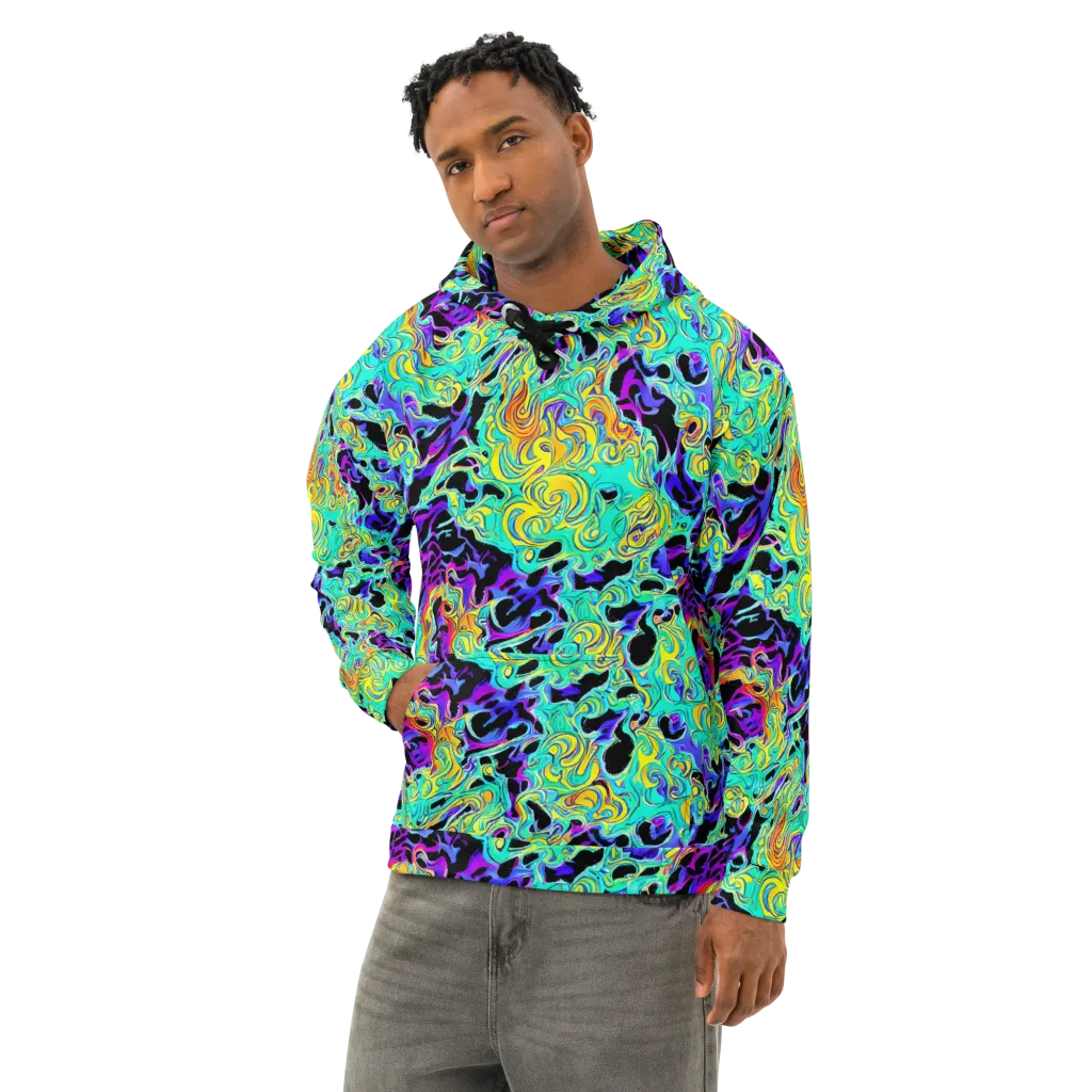 Electric Tidalwave on Cotton Hoodie — Left Front