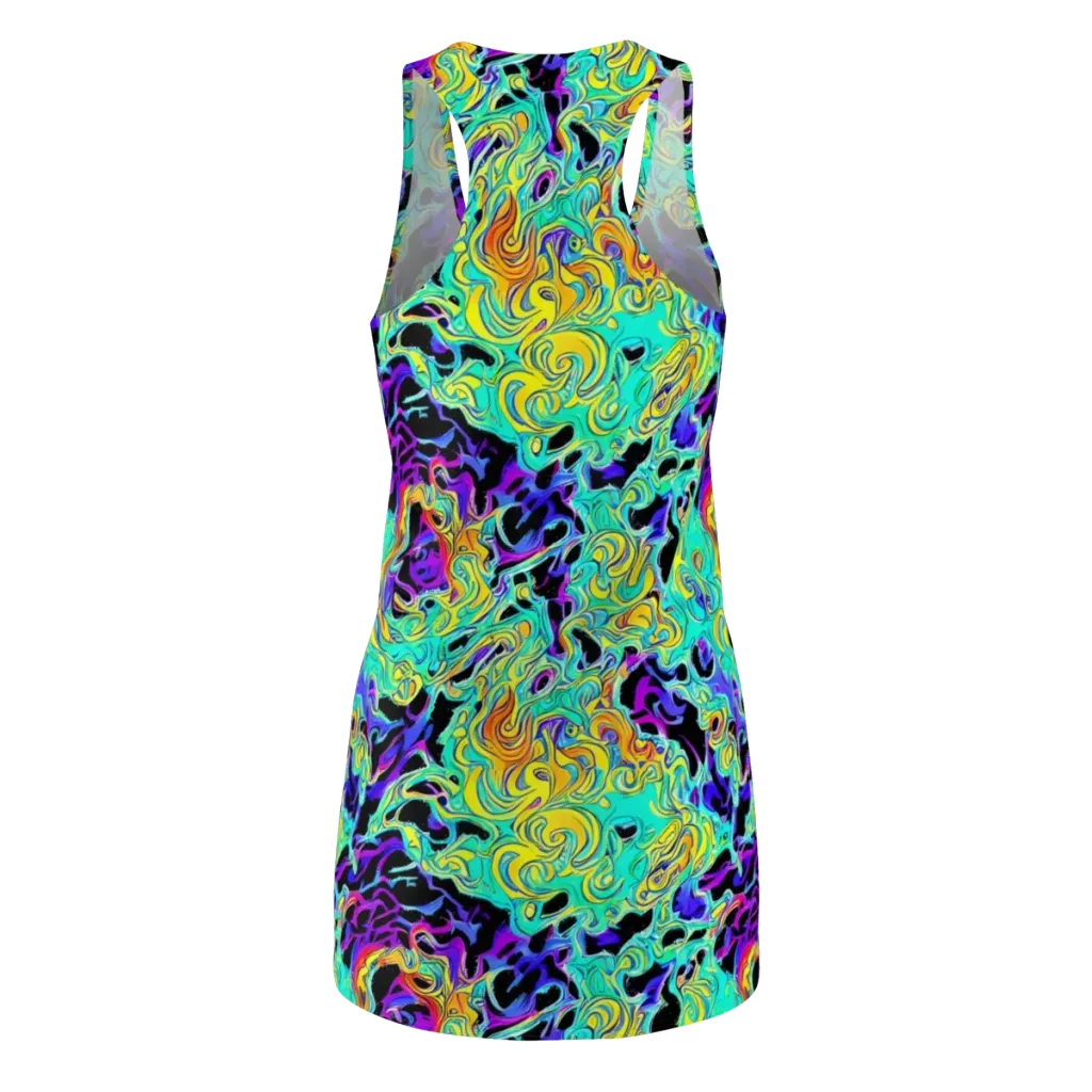 Electric Tidalwave on Racerback Dress — Back