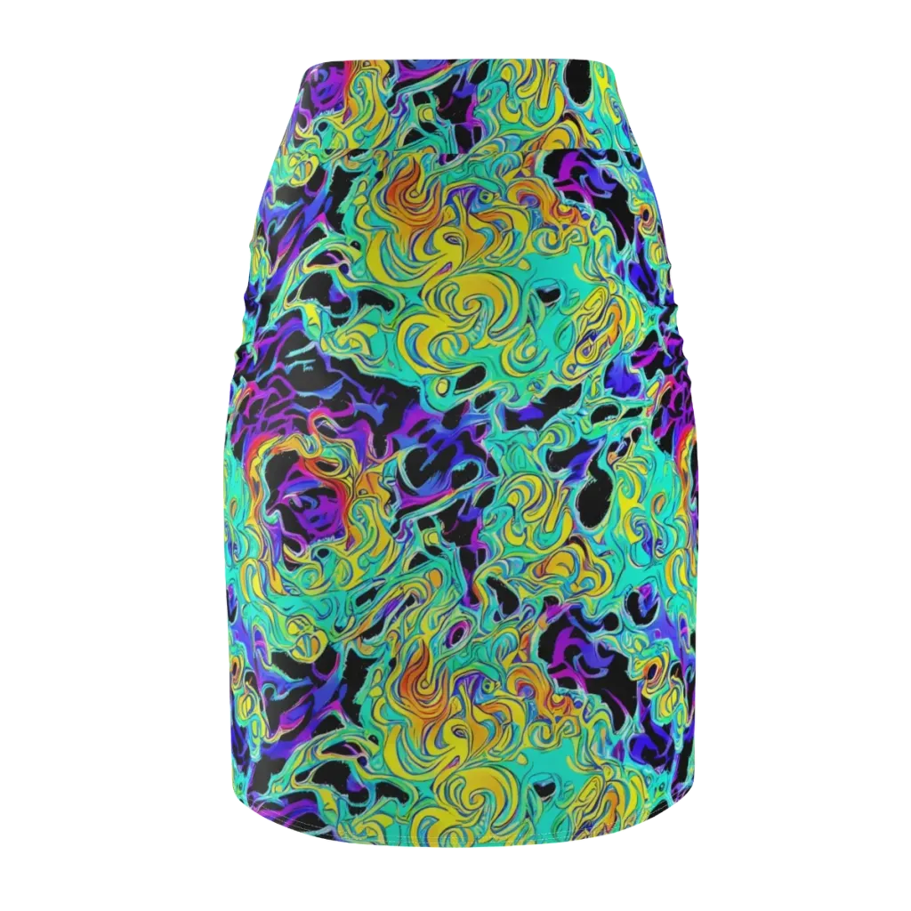 Electric Tidalwave on Pencil Skirt — Back