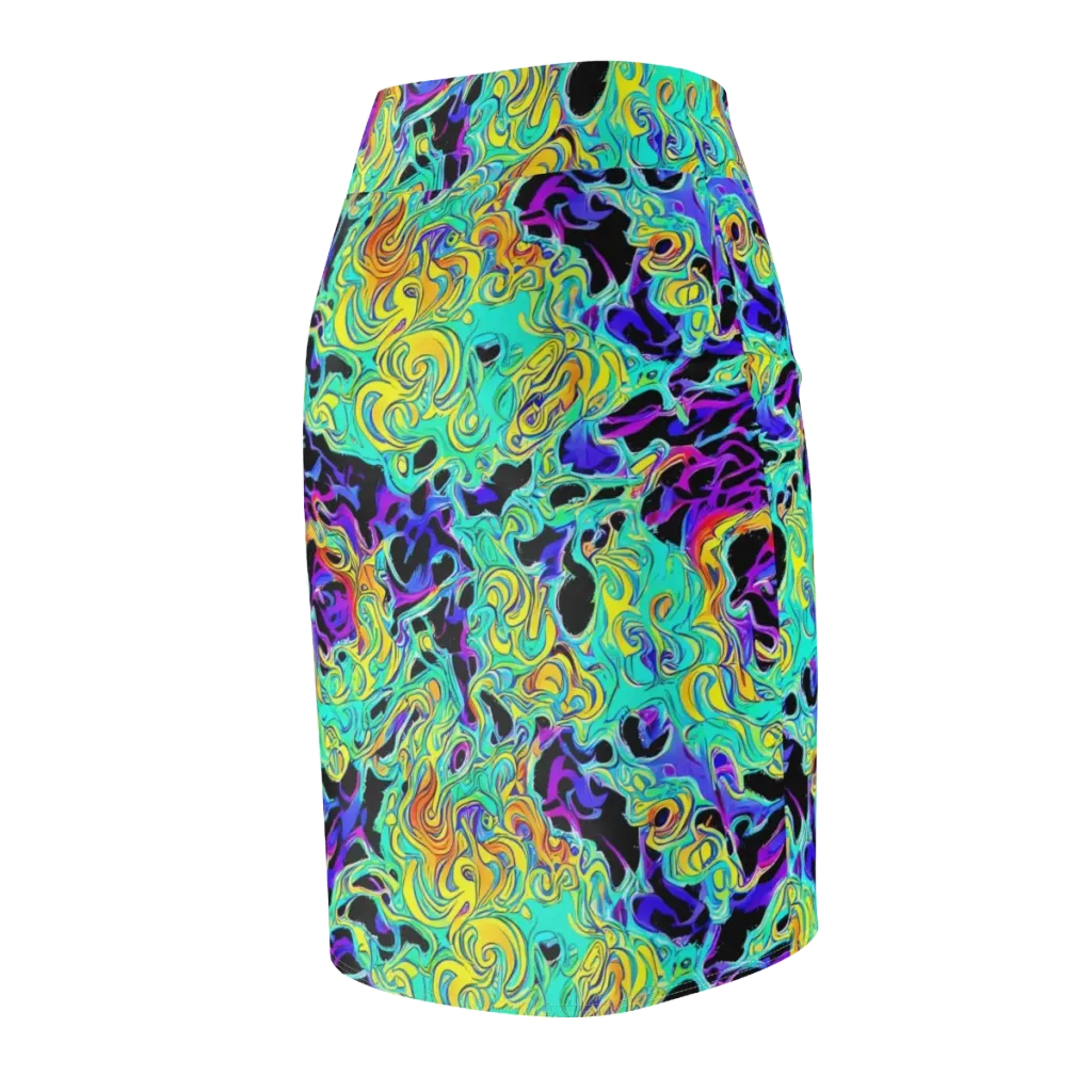 Electric Tidalwave on Pencil Skirt — Back Side