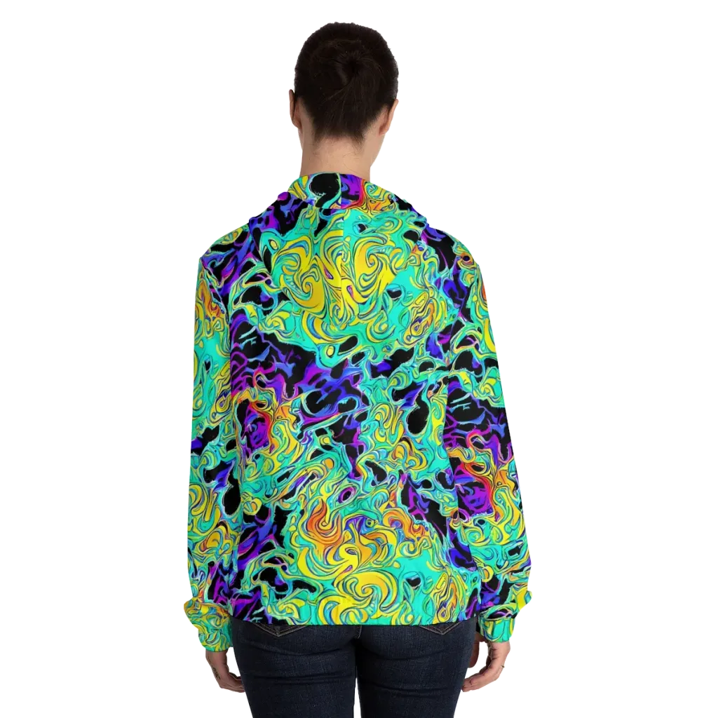 Electric Tidalwave on Women's Full-Zip Hoodie — Back On Person