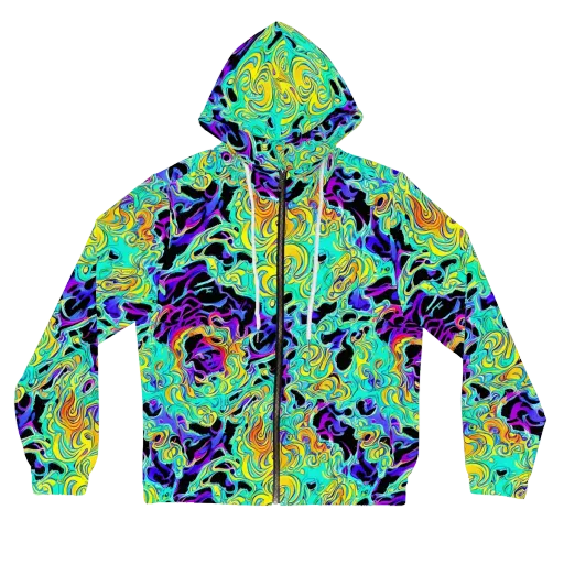Electric Tidalwave on a Women's Full-Zip Hoodie