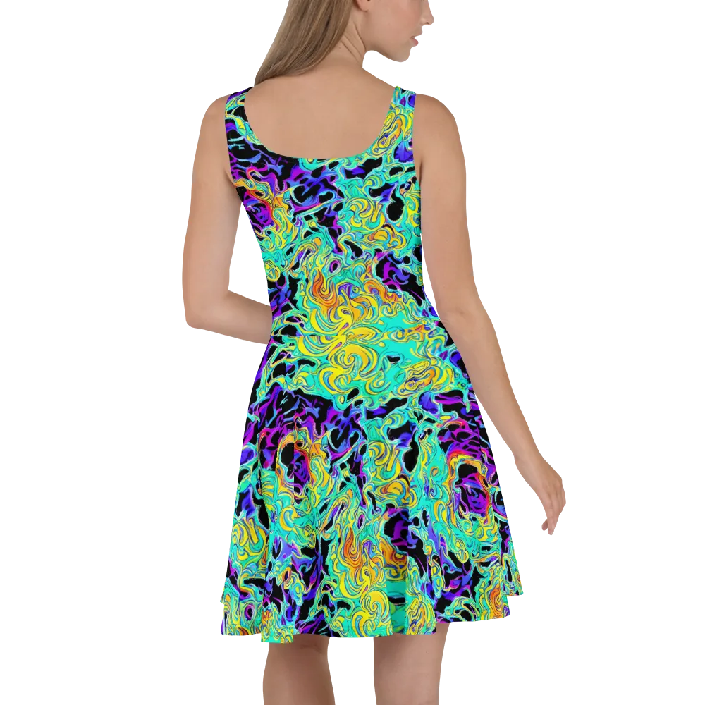 Electric Tidalwave on Skater Dress — Back
