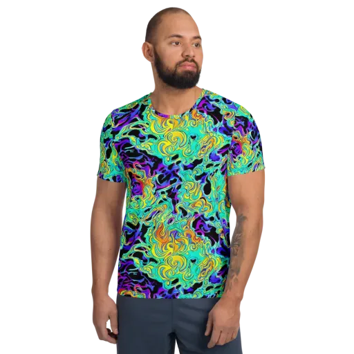 Electric Tidalwave on a Men's Athletic T-Shirt
