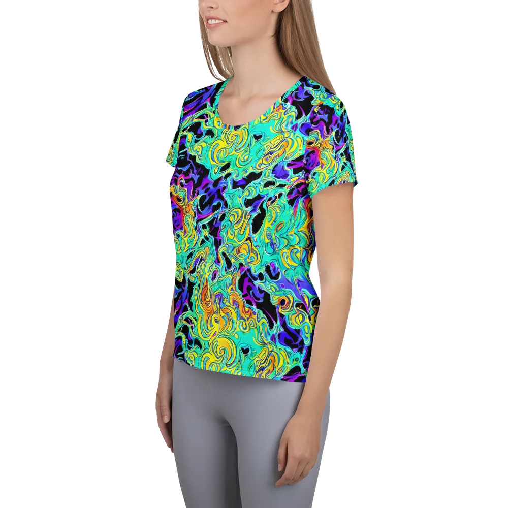 Electric Tidalwave on Women's Athletic T-Shirt — Left