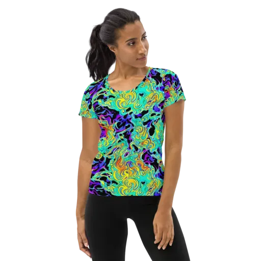 Electric Tidalwave on a Women's Athletic T-Shirt