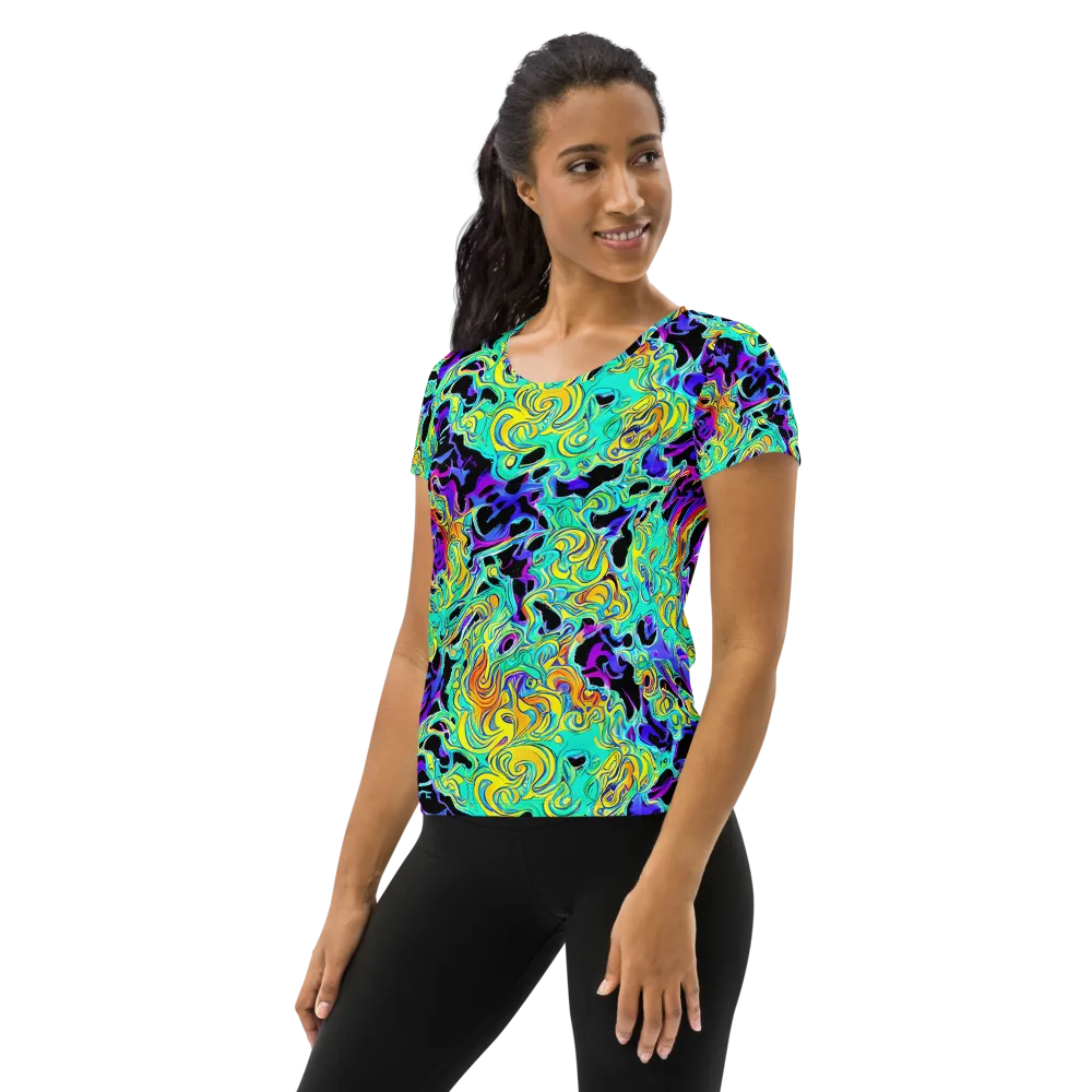 Electric Tidalwave on Women's Athletic T-Shirt — Left