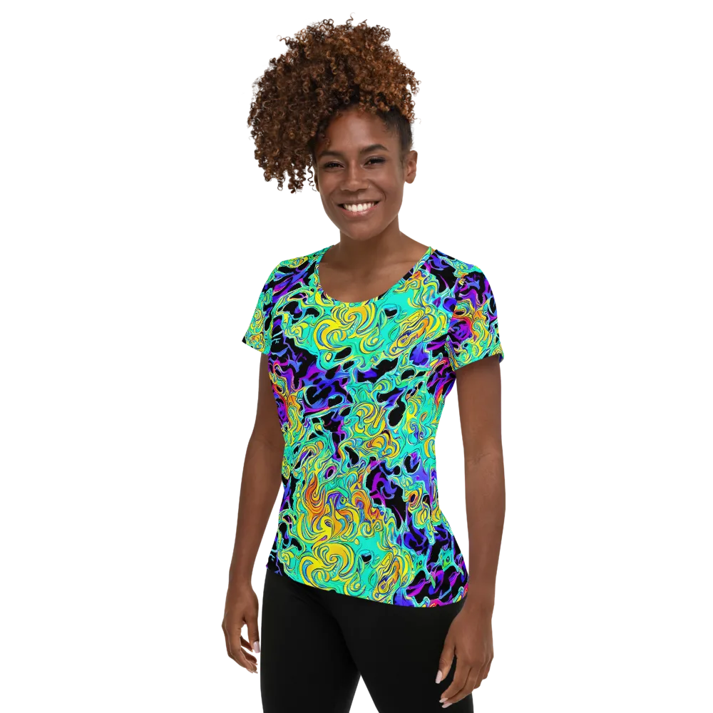 Electric Tidalwave on Women's Athletic T-Shirt — Left