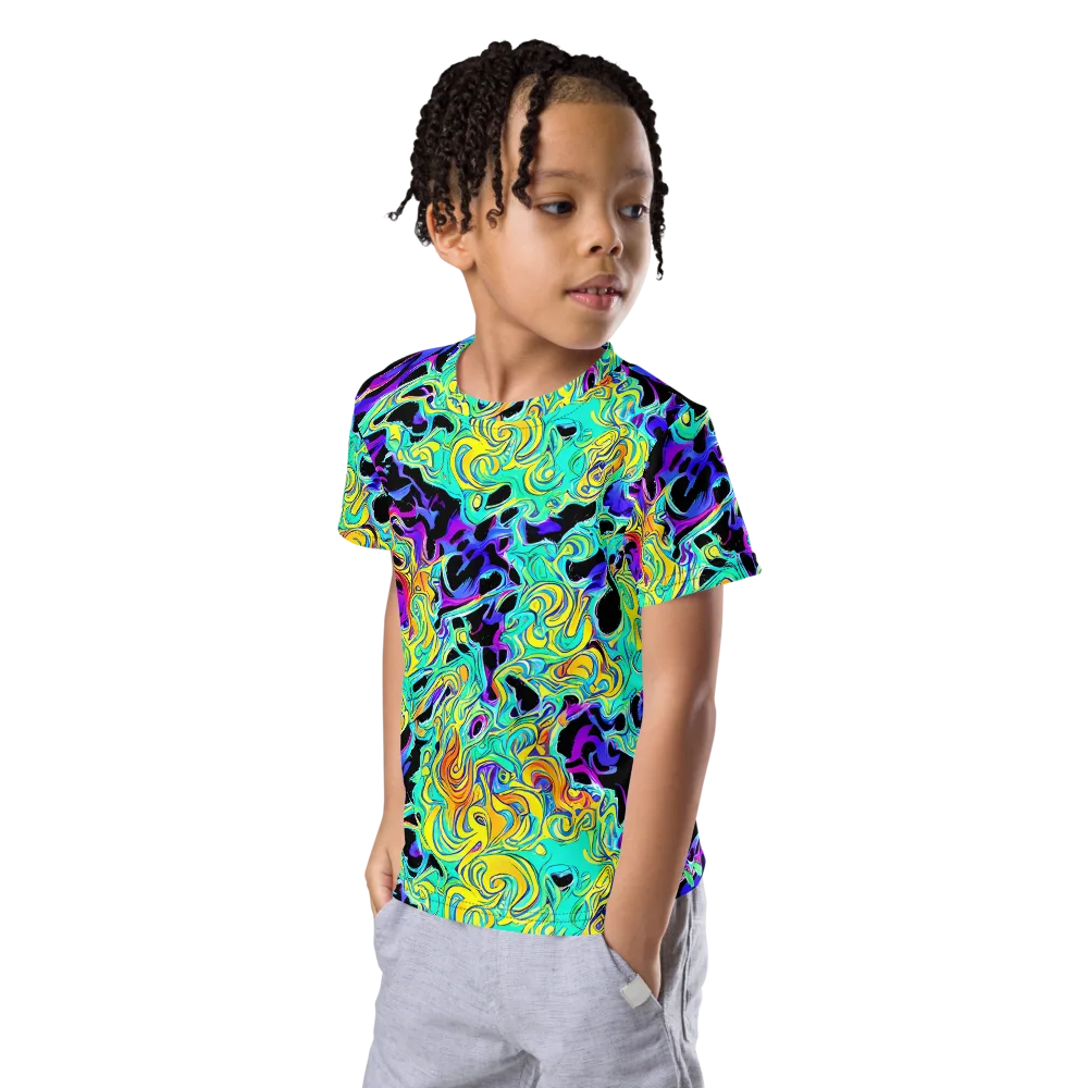 Electric Tidalwave on Kids Crew Neck T-Shirt — Left Front
