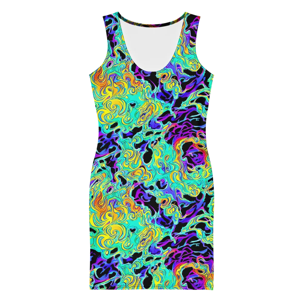 Electric Tidalwave on Bodycon Dress — Front