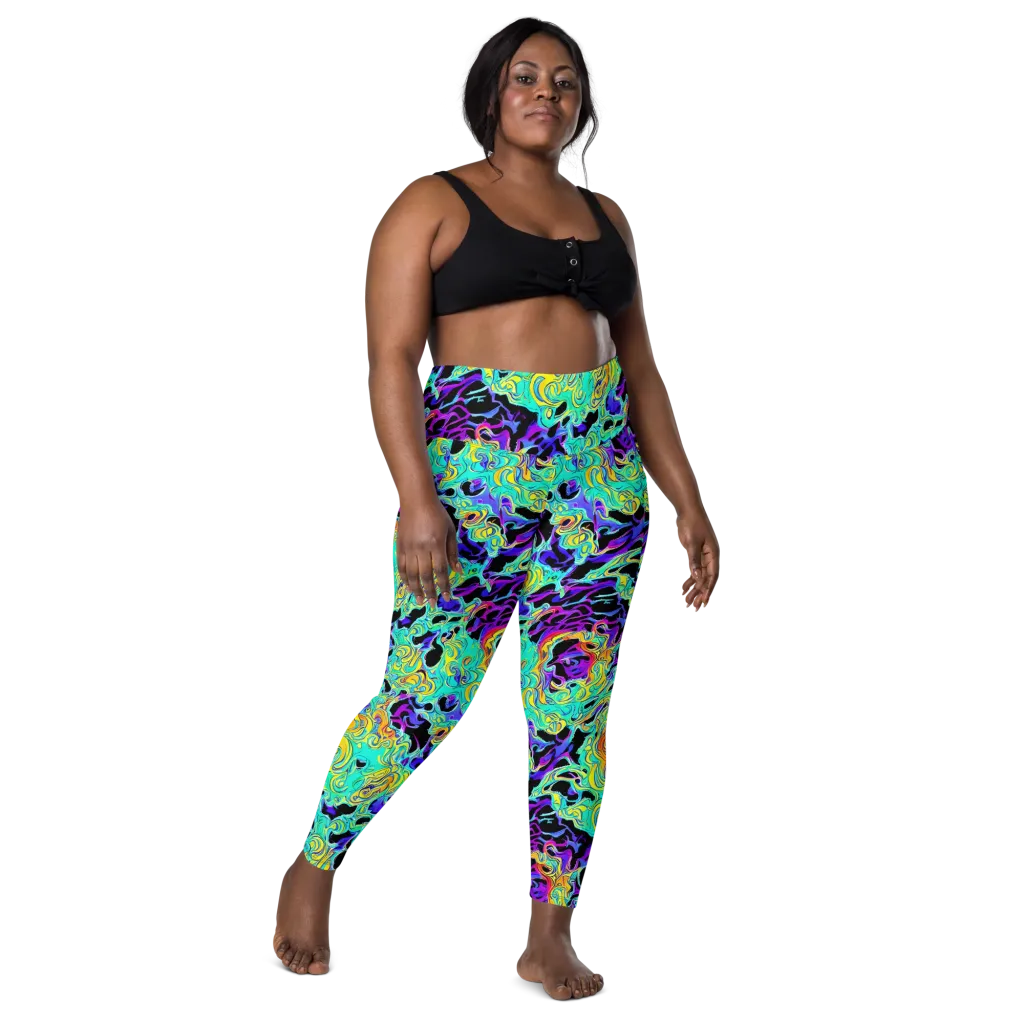 Electric Tidalwave on Leggings with Pockets — Front