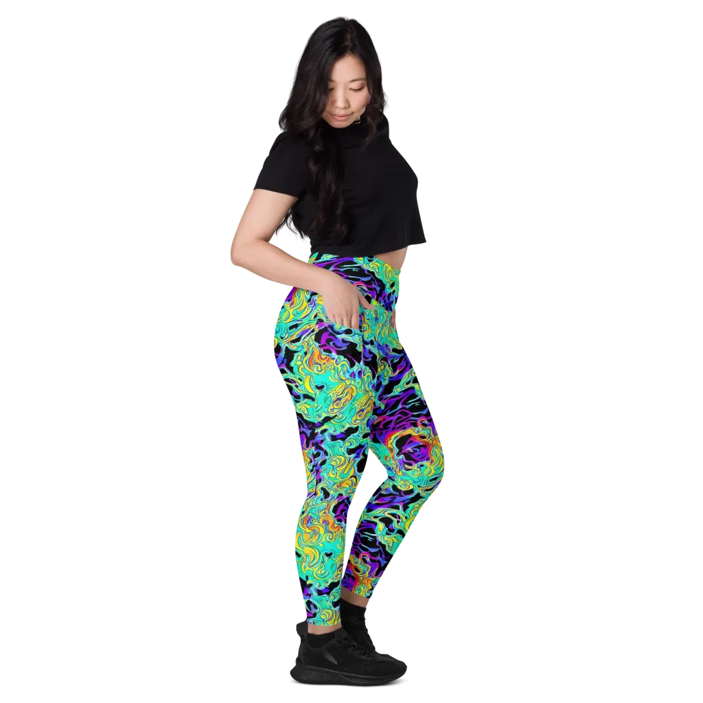 Electric Tidalwave on Leggings with Pockets — Right