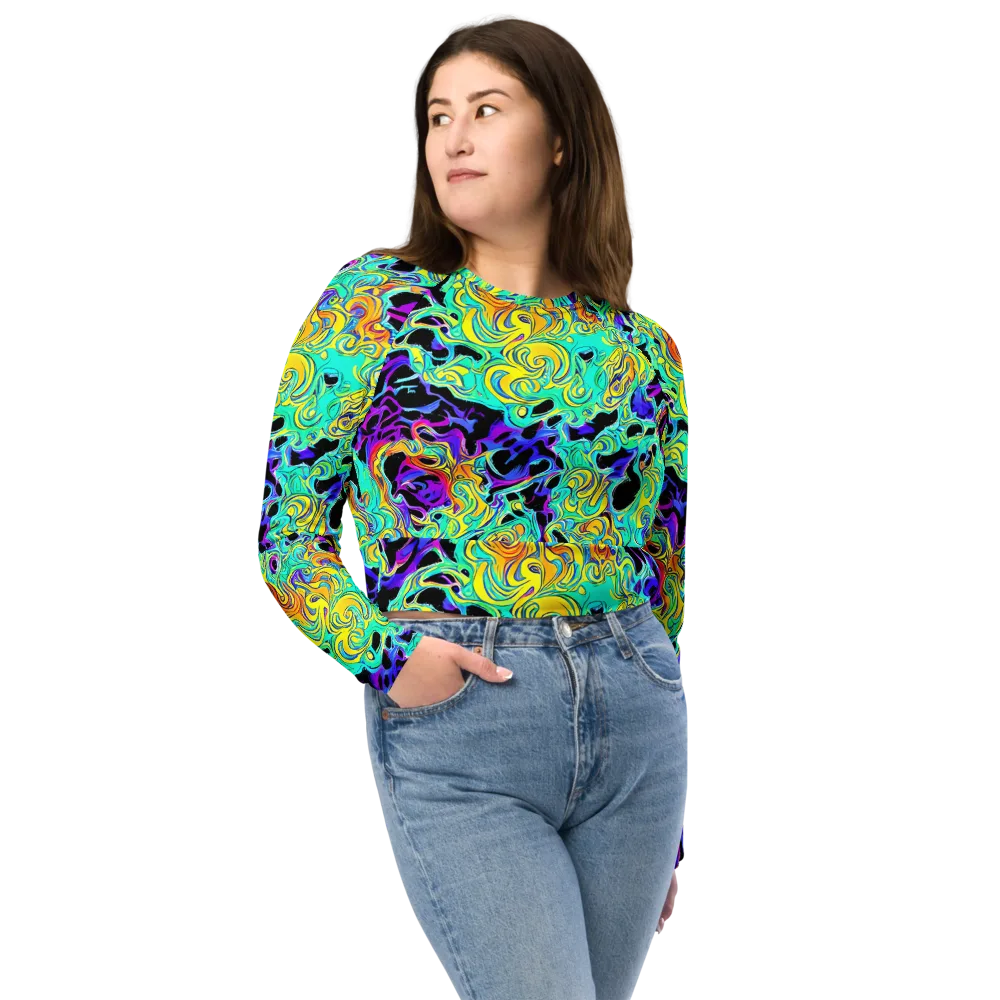 Electric Tidalwave on Long Sleeve Crop Top — Front