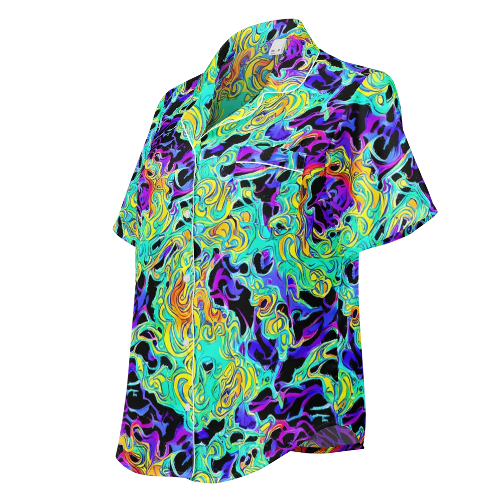 Electric Tidalwave on Women's Short Sleeve Pajama Top — Left Front