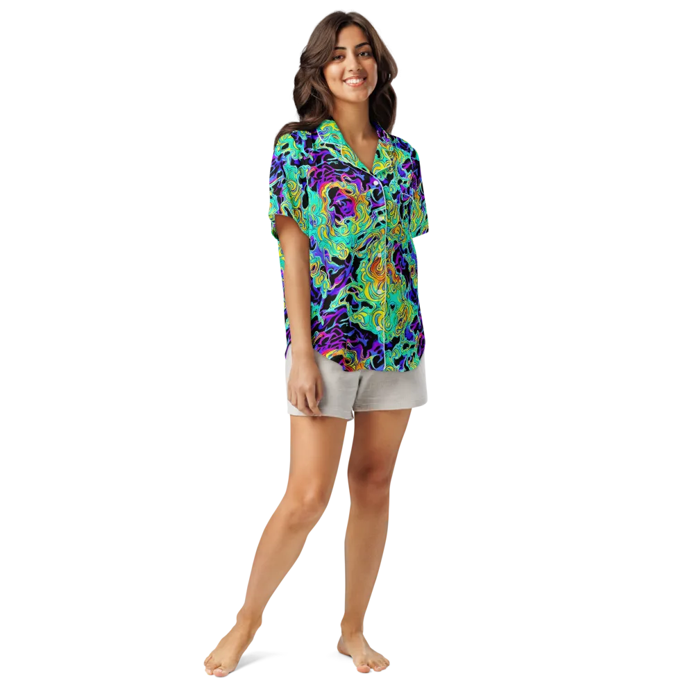 Electric Tidalwave on Women's Short Sleeve Pajama Top — Front