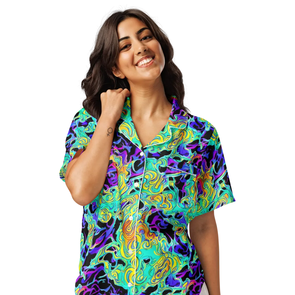 Electric Tidalwave on Women's Short Sleeve Pajama Top — Front