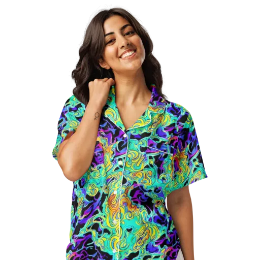 Electric Tidalwave on a Women's Short Sleeve Pajama Top