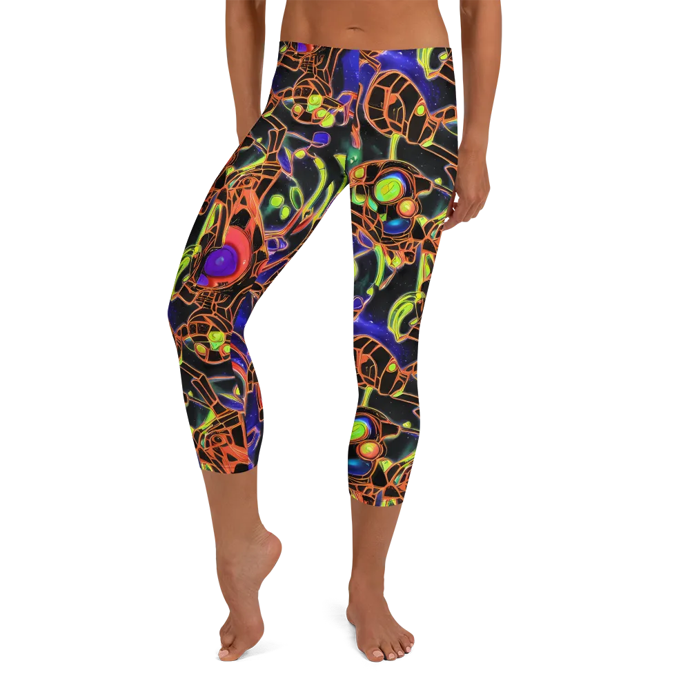 Cosmic Circuitry on Capri Leggings — Front