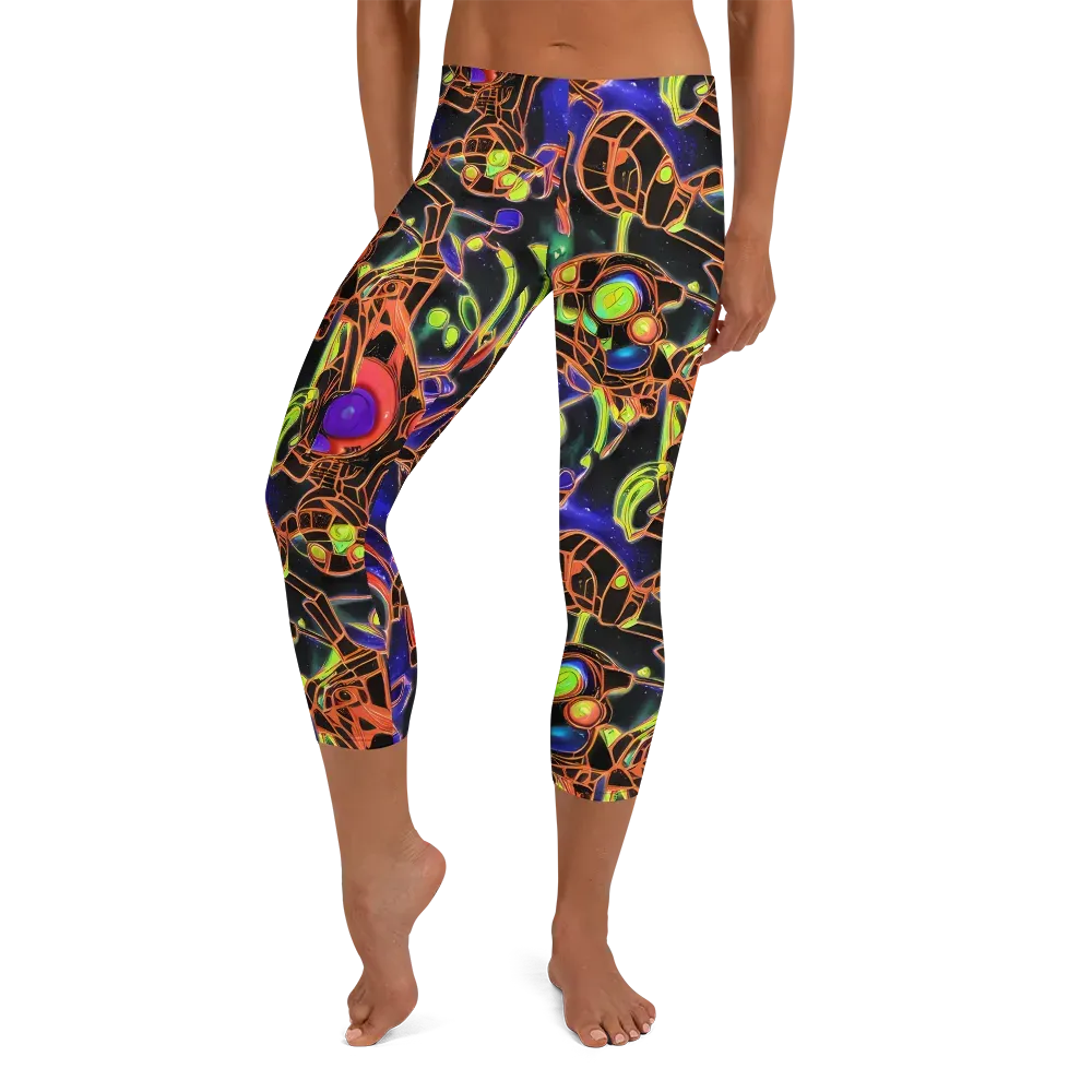Cosmic Circuitry on Capri Leggings — Front