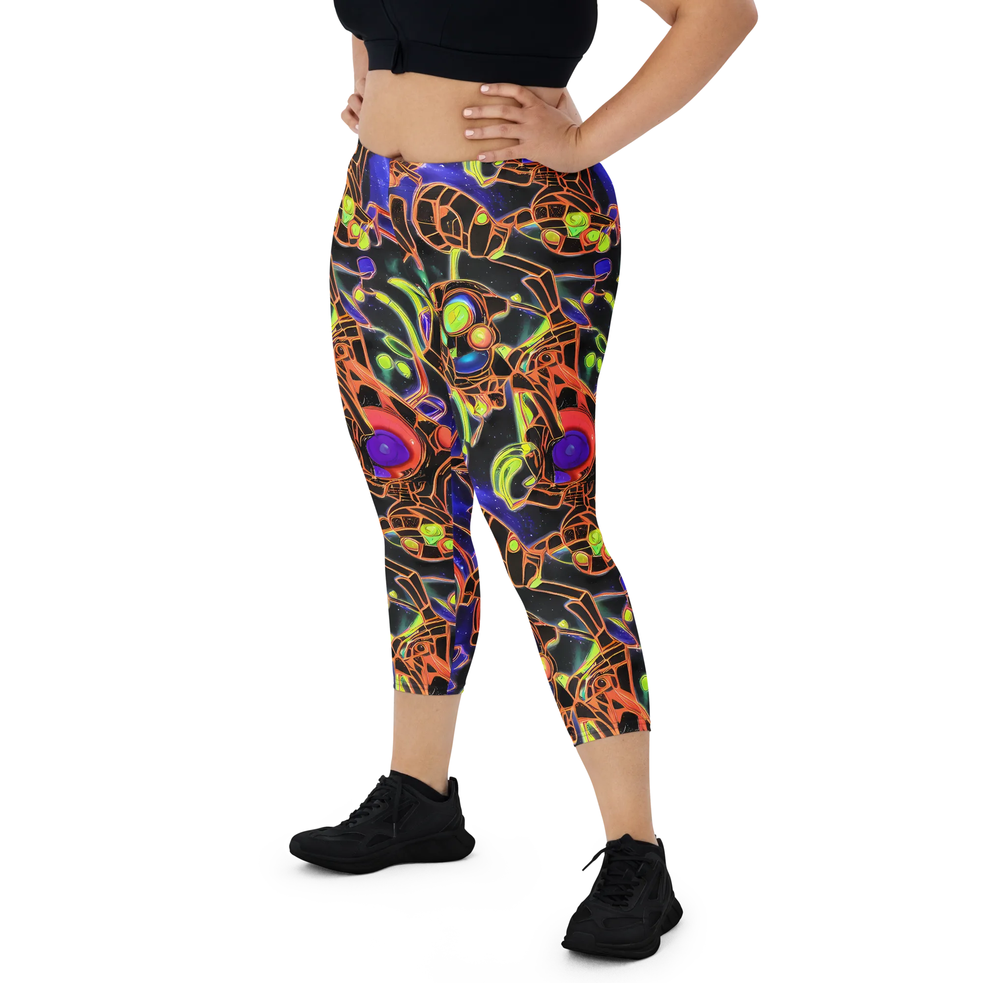 Cosmic Circuitry on Capri Leggings — Front