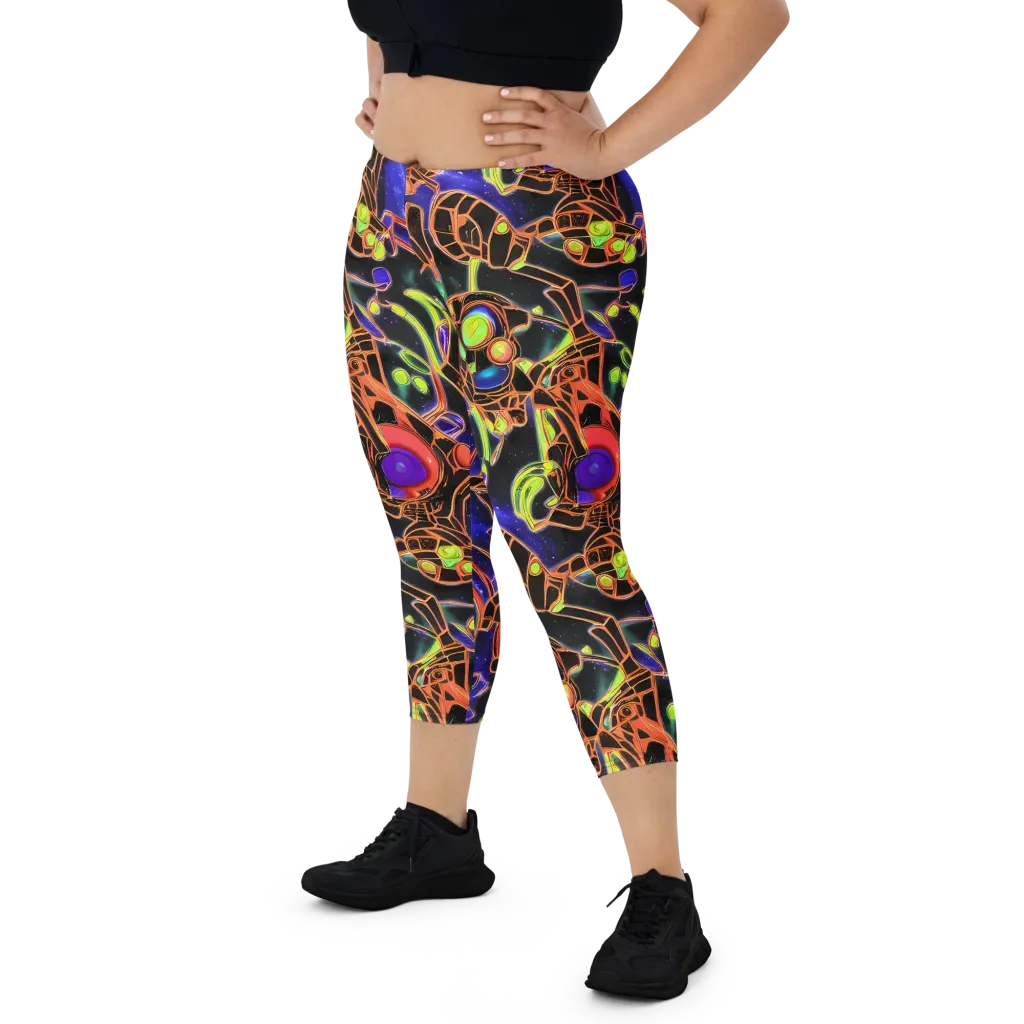 Cosmic Circuitry on Capri Leggings — Front