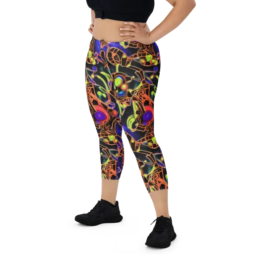 Cosmic Circuitry on a Capri Leggings
