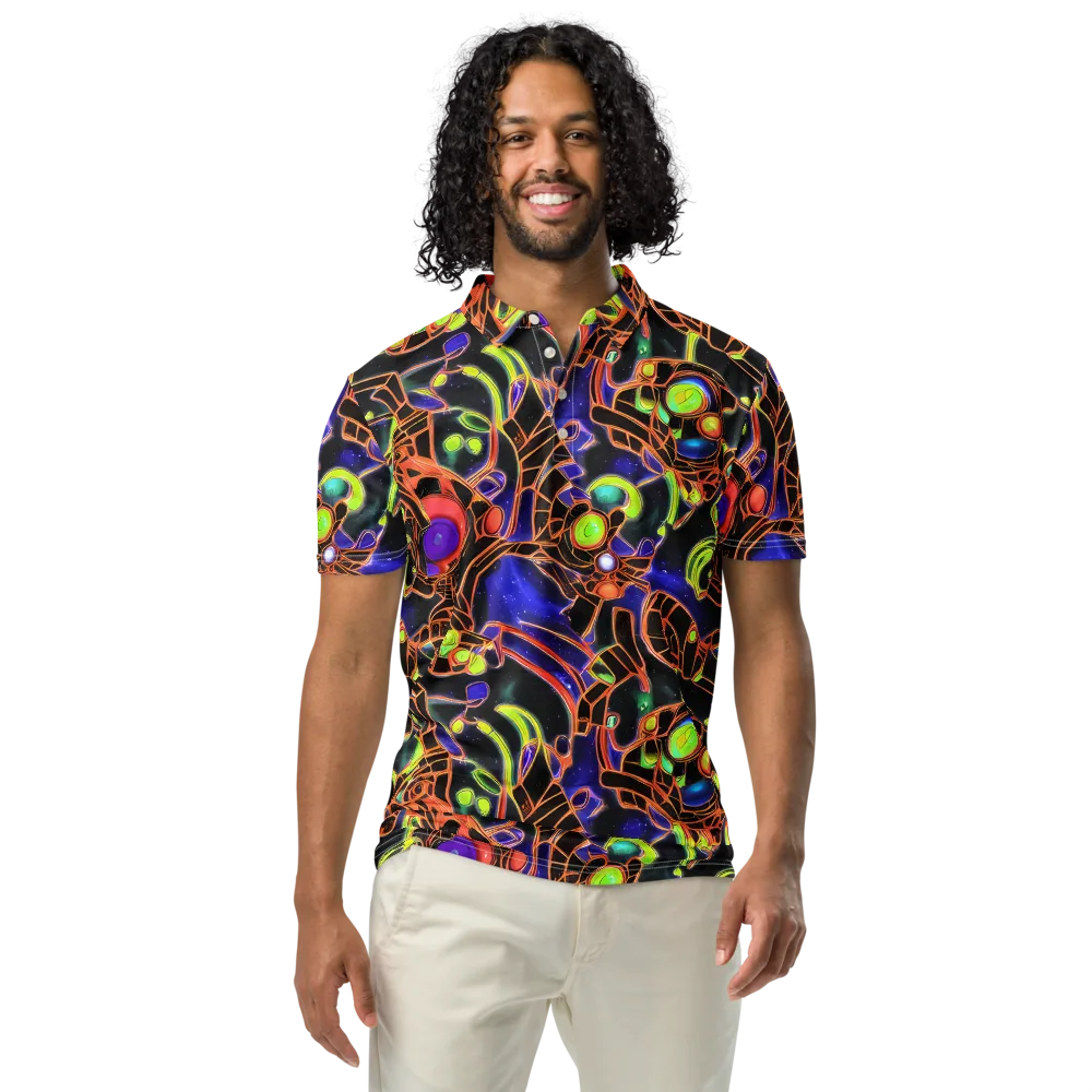 Cosmic Circuitry on Men's Slim Fit Polo Shirt — Front
