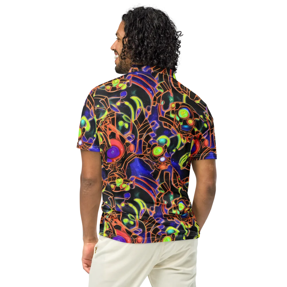Cosmic Circuitry on Men's Slim Fit Polo Shirt — Back