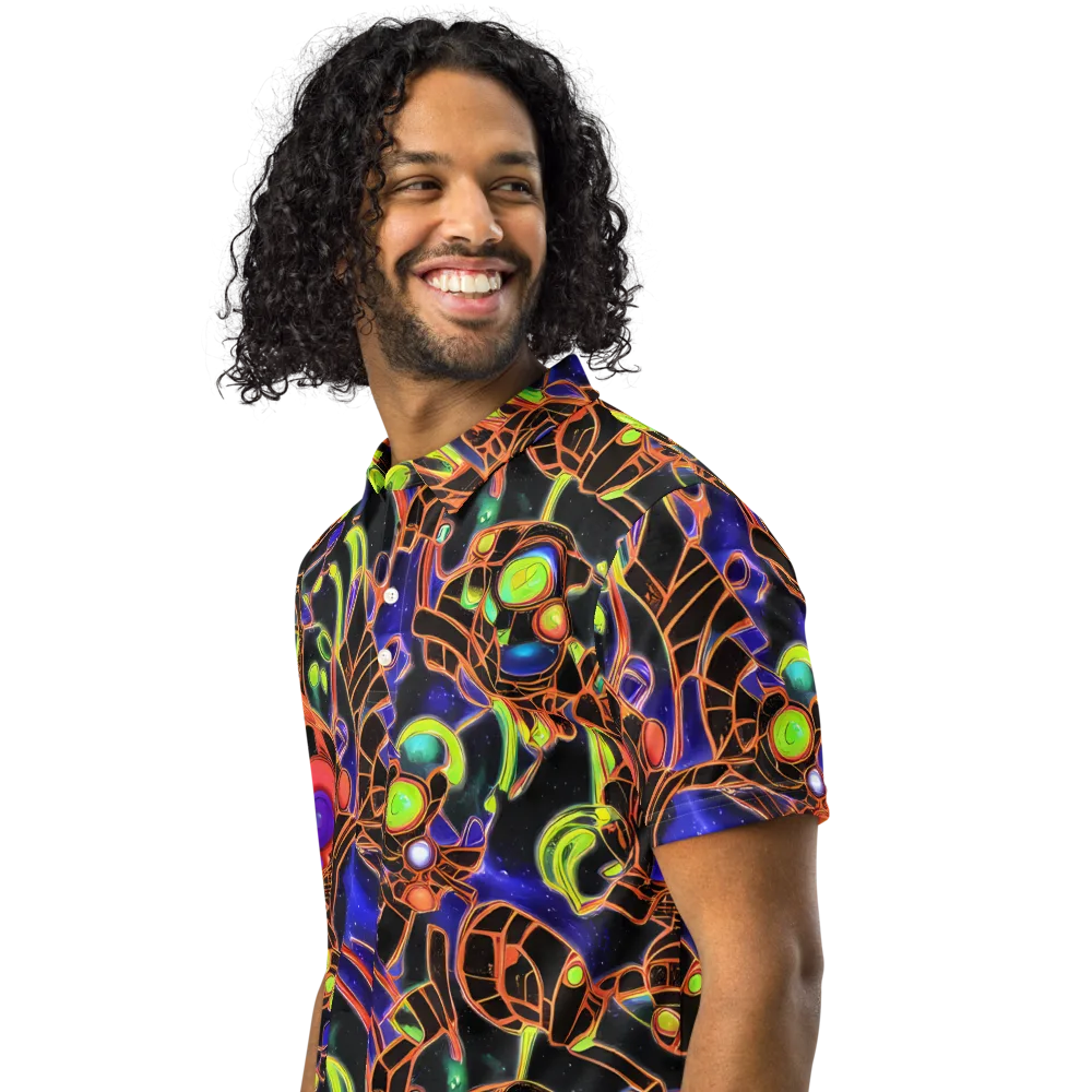 Cosmic Circuitry on Men's Slim Fit Polo Shirt — Left Front