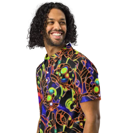 Cosmic Circuitry on a Men's Slim Fit Polo Shirt