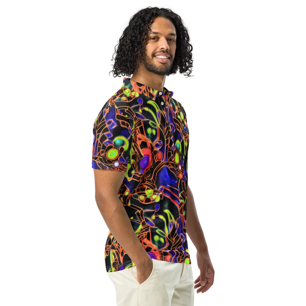 Cosmic Circuitry on Men's Slim Fit Polo Shirt — Right Front
