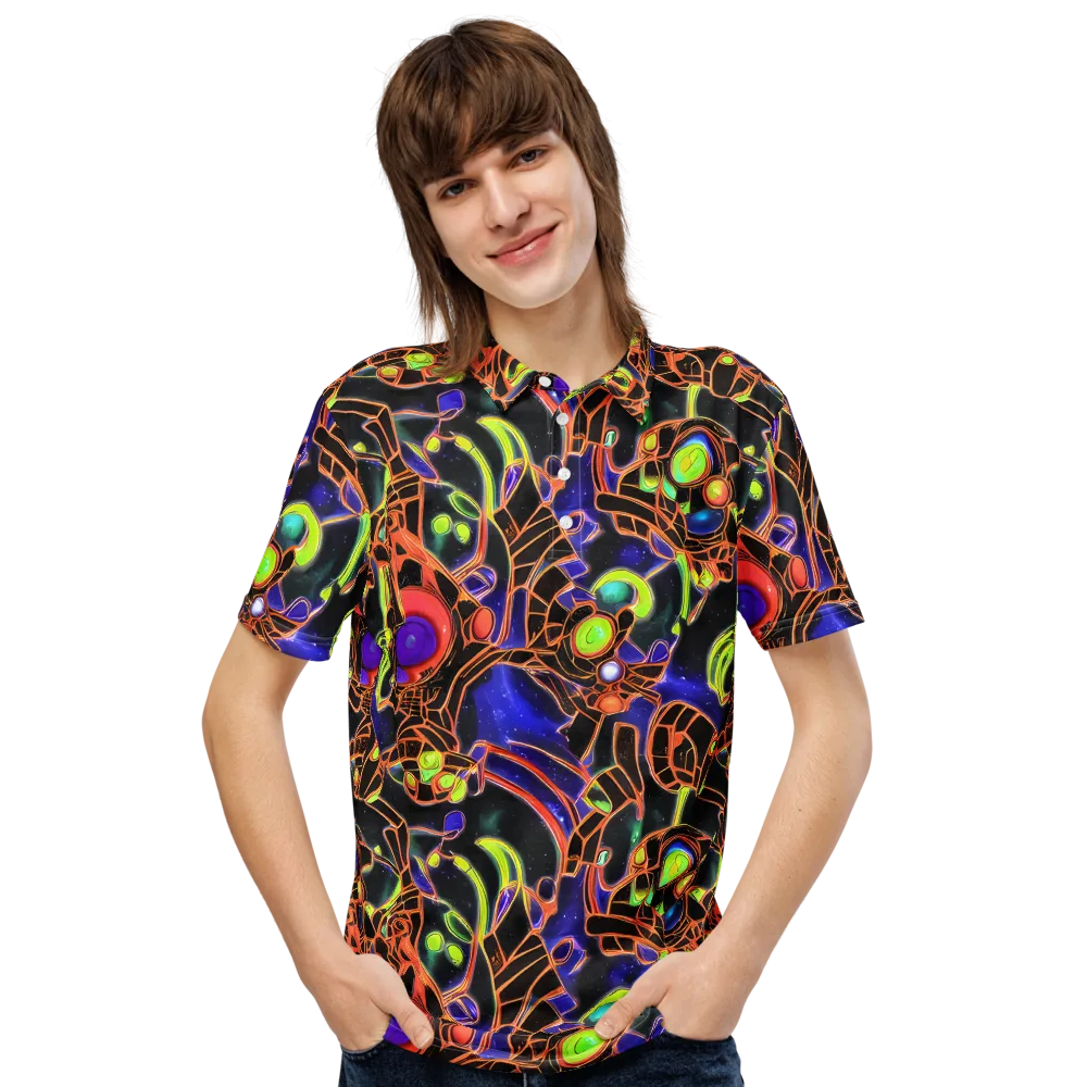 Cosmic Circuitry on Men's Slim Fit Polo Shirt — Front