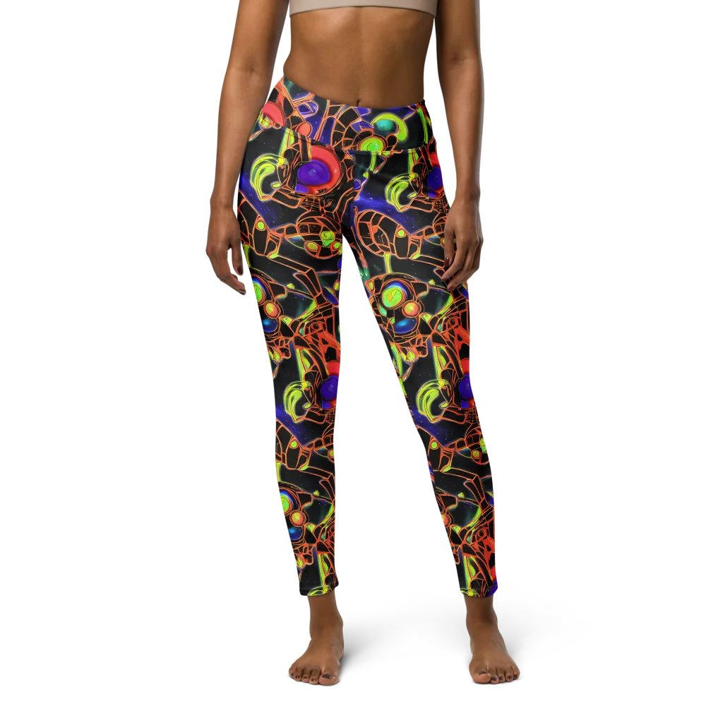 Cosmic Circuitry on Yoga Leggings — Front