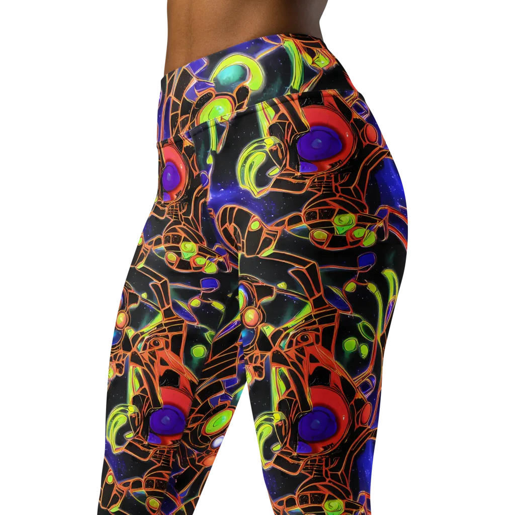 Cosmic Circuitry on Yoga Leggings — Left Front