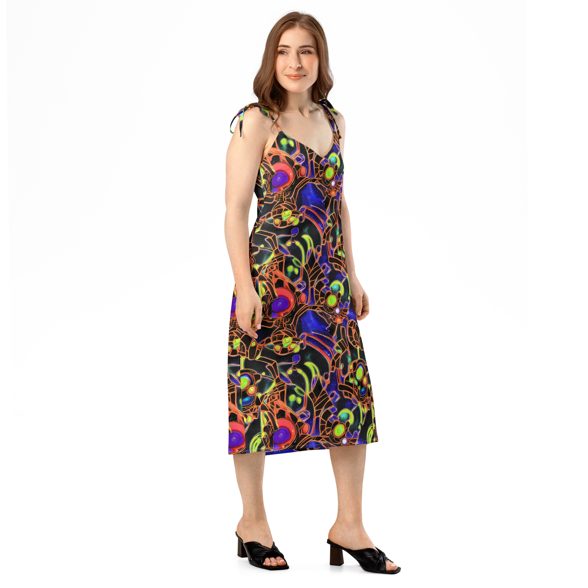 Cosmic Circuitry on Slip Dress — Right Front