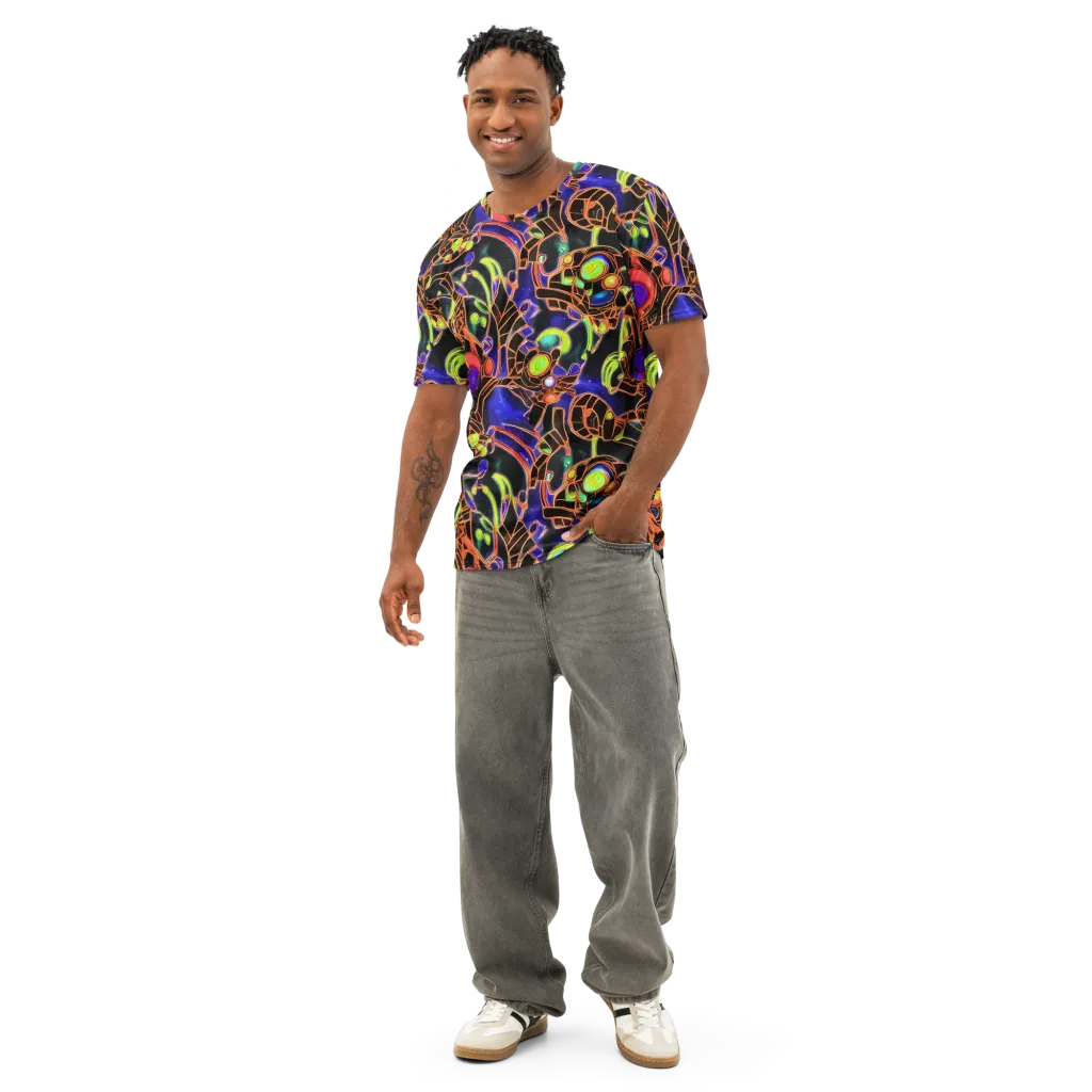 Cosmic Circuitry on Men's Cotton Crew Neck T-Shirt — Front