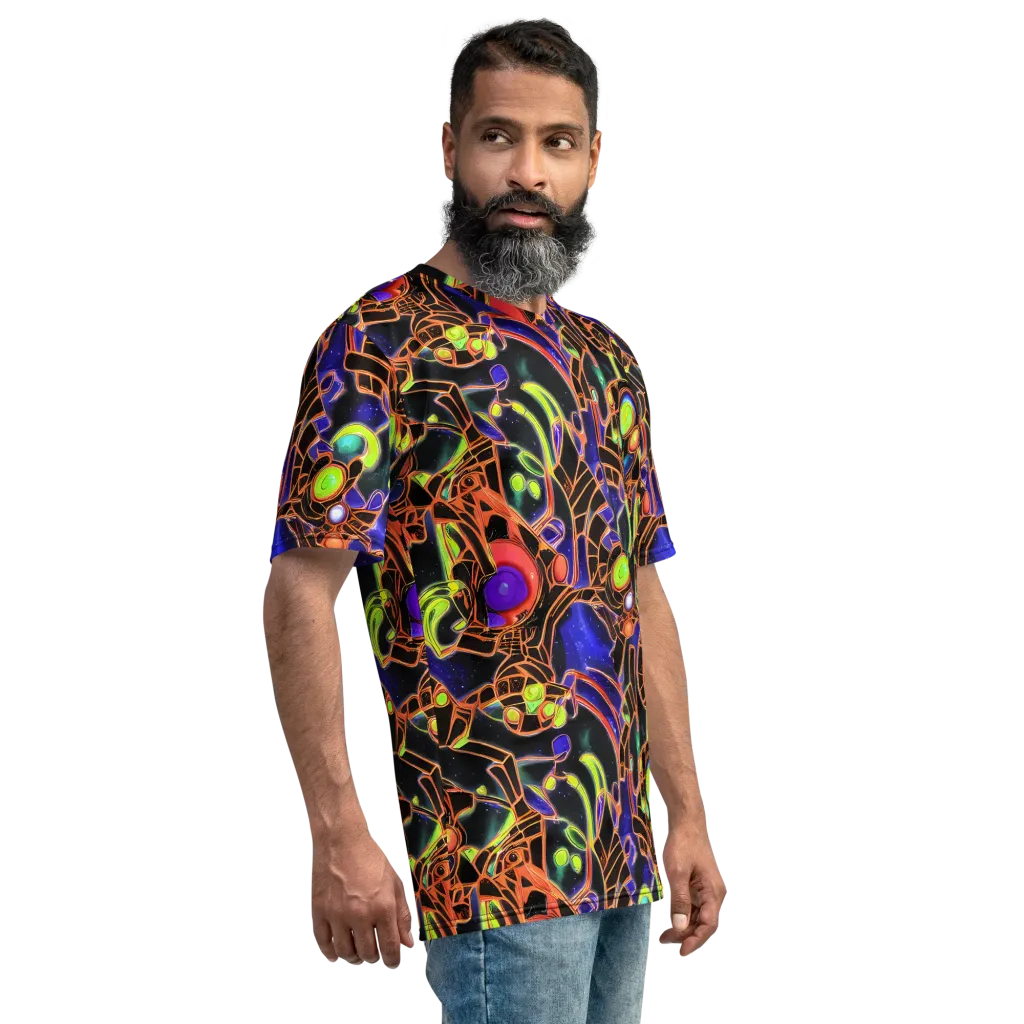 Cosmic Circuitry on Men's Crew Neck T-Shirt — Right