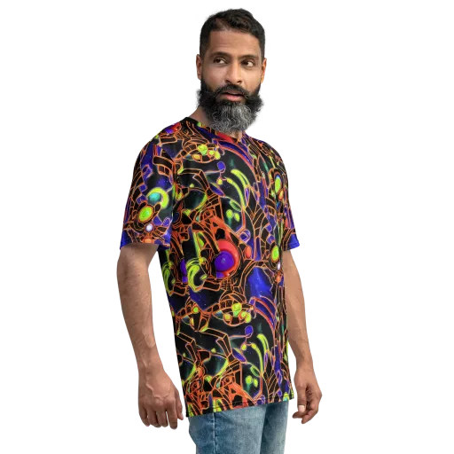 Cosmic Circuitry on a Men's Crew Neck T-Shirt
