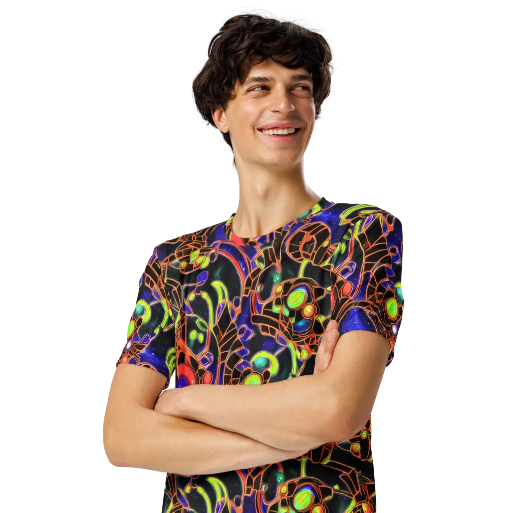 Cosmic Circuitry on Men's Crew Neck T-Shirt — Left Front
