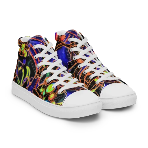 Cosmic Circuitry on a Men's High Top Canvas Shoes