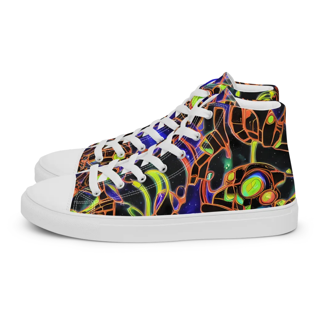 Cosmic Circuitry on Men's High Top Canvas Shoes — Left