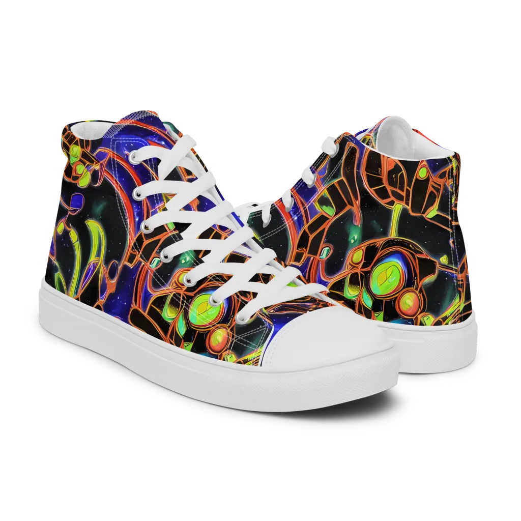 Cosmic Circuitry on Men's High Top Canvas Shoes — Right