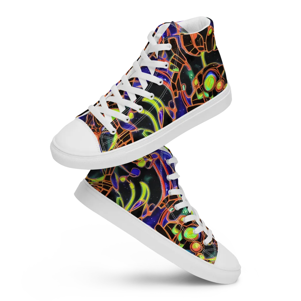 Cosmic Circuitry on Men's High Top Canvas Shoes — Front