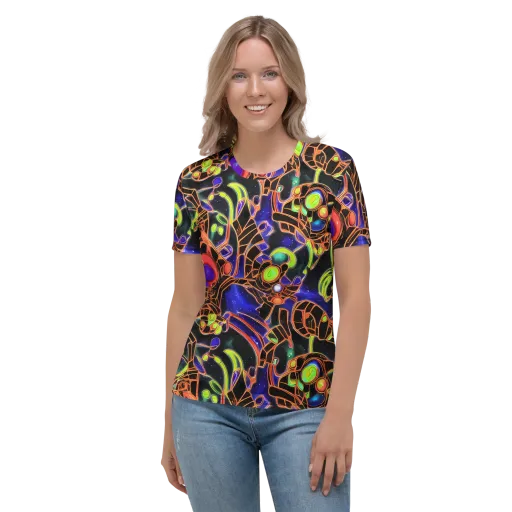 Cosmic Circuitry on a Women's Crew Neck T-Shirt