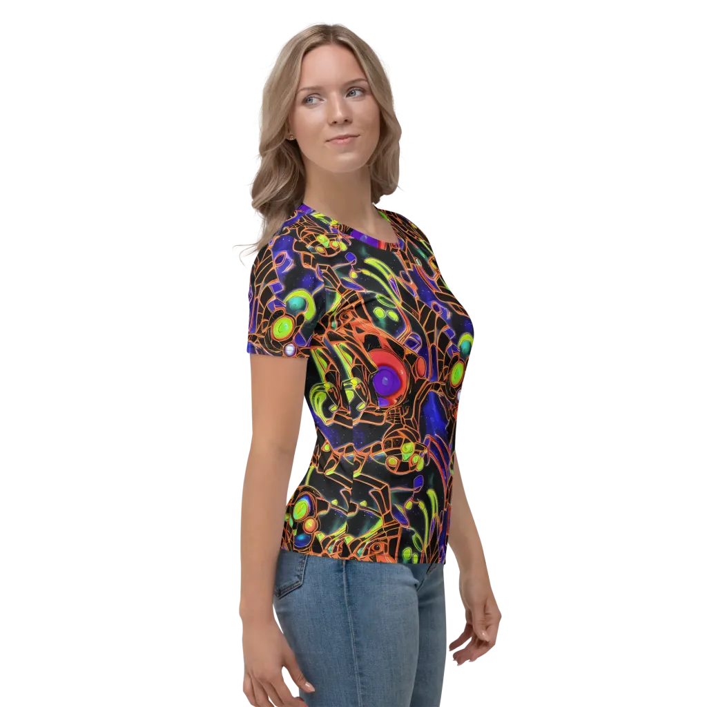 Cosmic Circuitry on Women's Crew Neck T-Shirt — Right