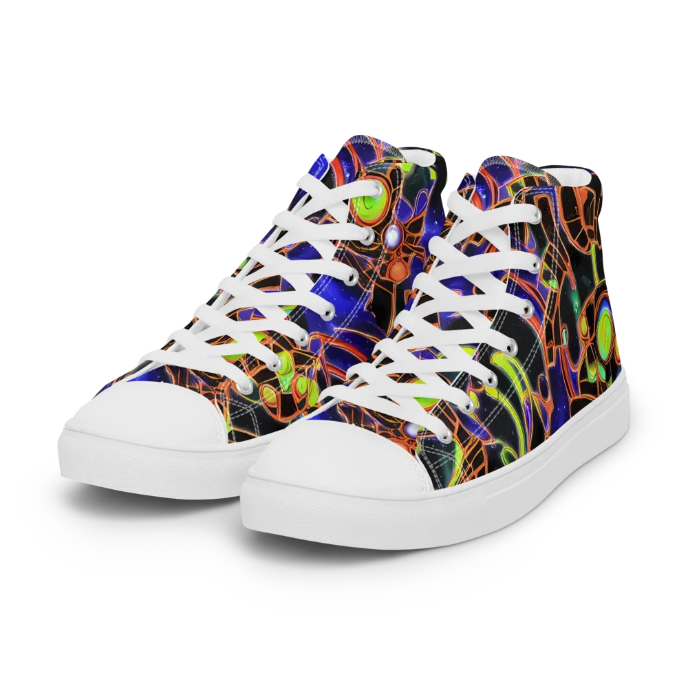 Cosmic Circuitry on Women's High Top Canvas Shoes — Left Front