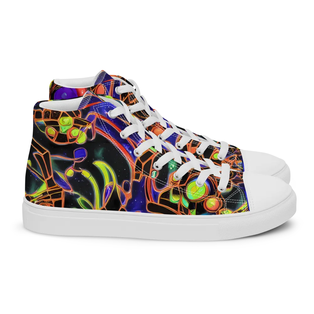 Cosmic Circuitry on Women's High Top Canvas Shoes — Right